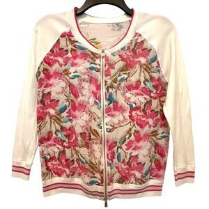 Mauro Grifoni Zipper Cardigan Sweater Silk Floral Medium